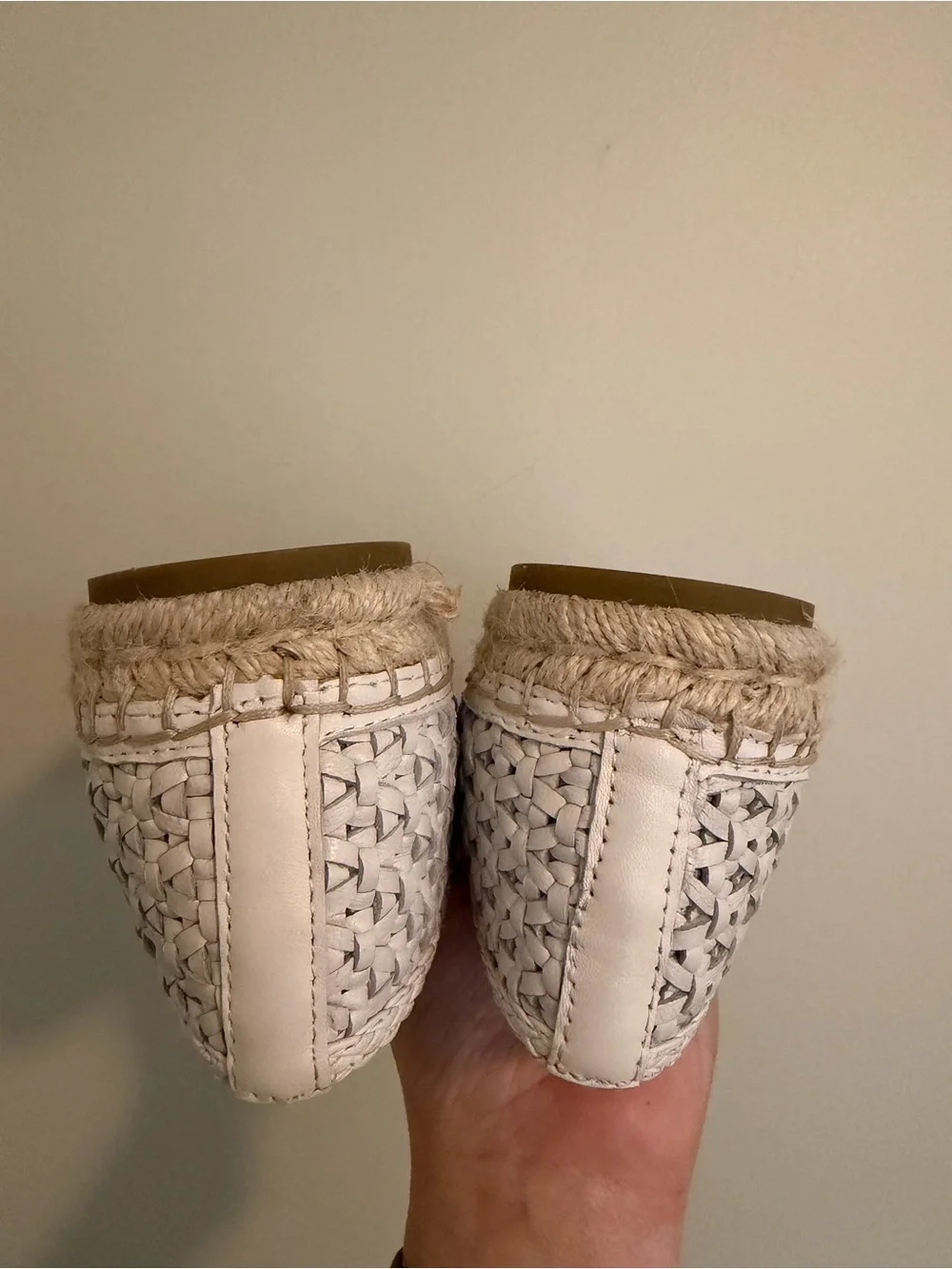 J McLaughlin Woven Espadrille Slip-On Flats in White and Black | size 8.5